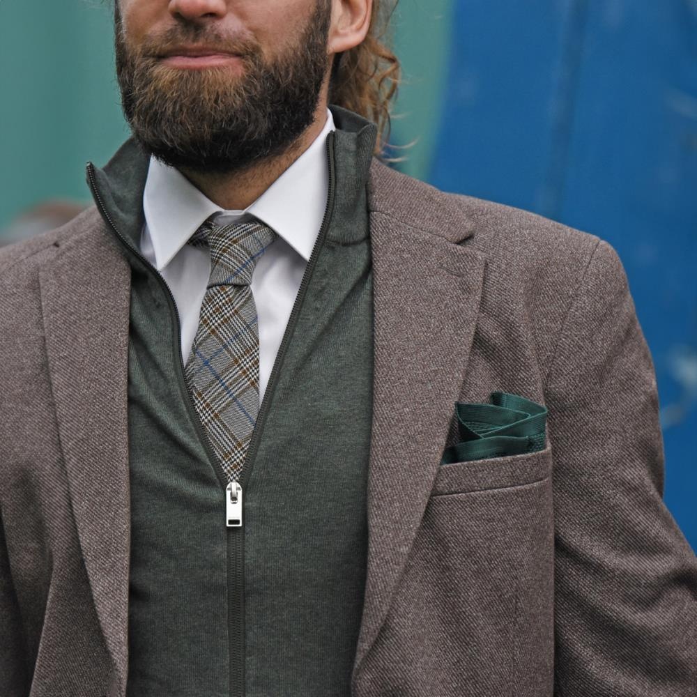 gestricktes Einstecktuch flaschengrün - 1