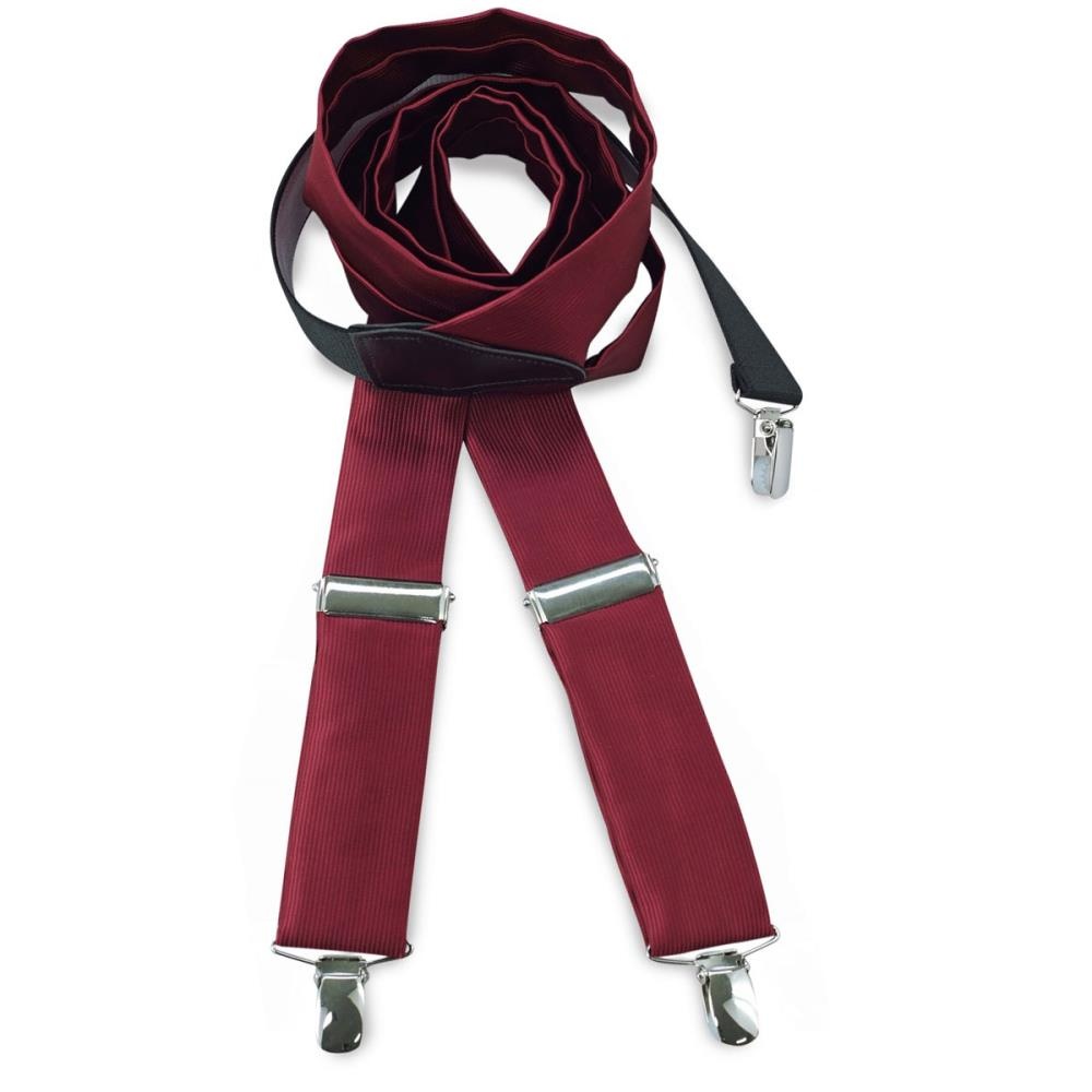 Hosenträger Polyester Stoff bordeauxrot repp - 1