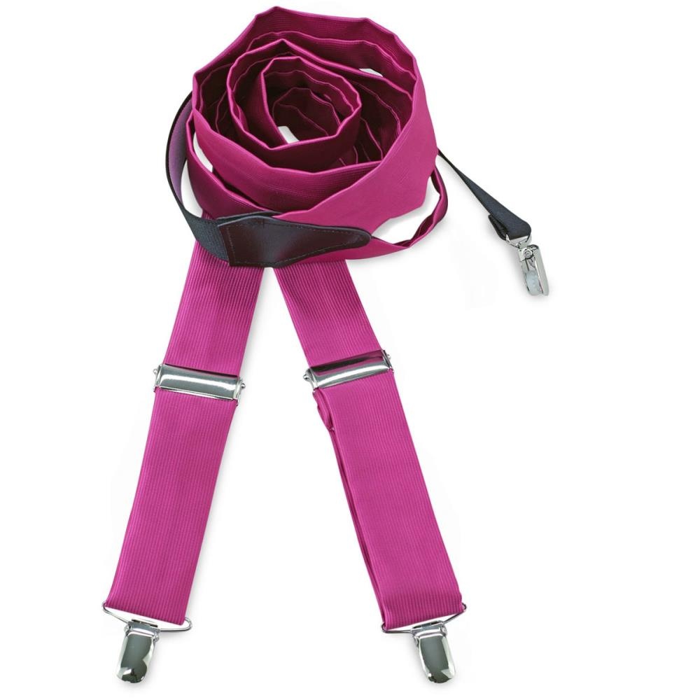 Hosenträger Polyester Stoff Fuchsie repp - 1
