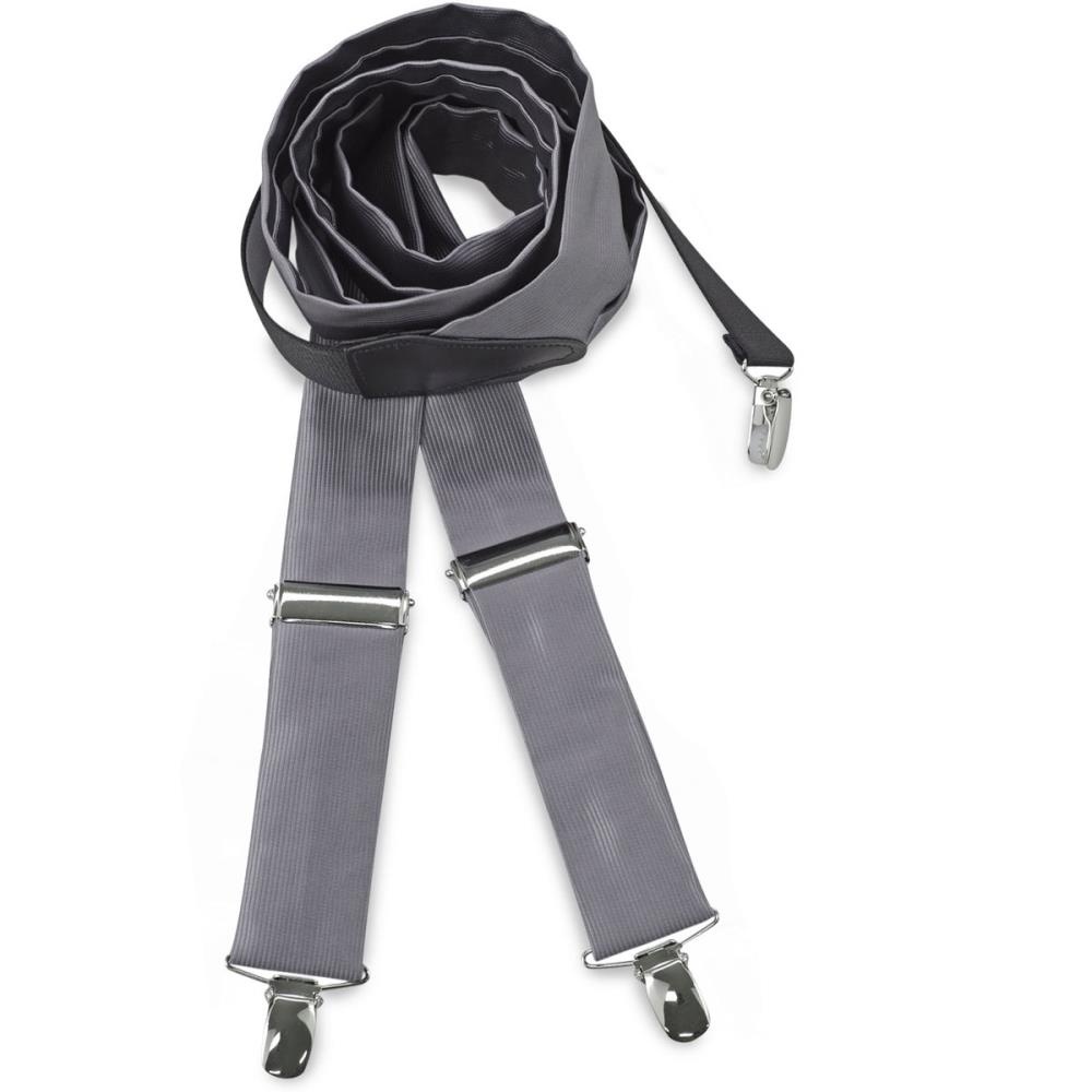 Hosenträger Polyester Stoff grau repp - 1