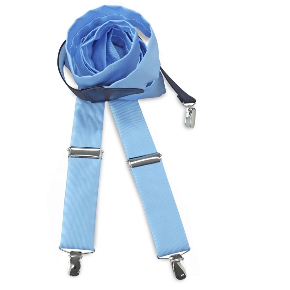 Hosenträger Polyester Stoff hellblau repp - 1