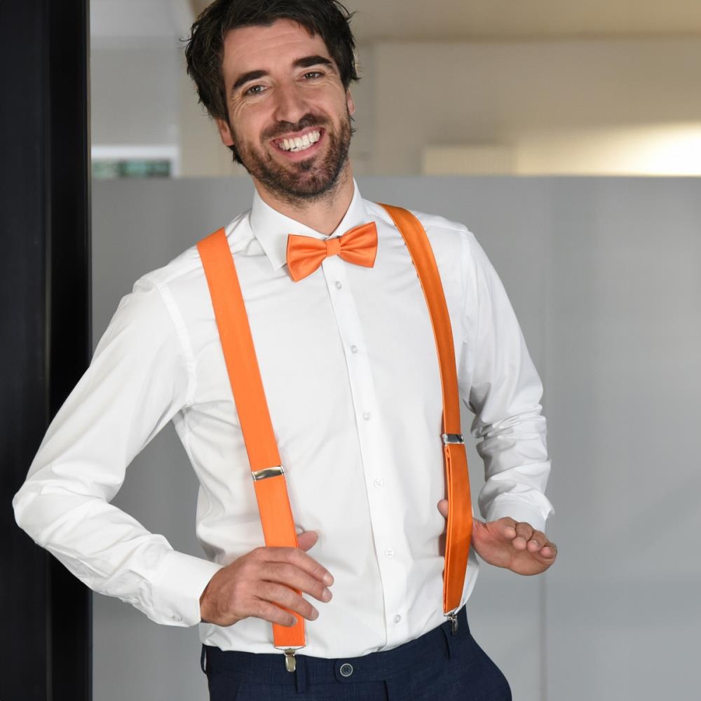 Hosenträger Polyester Stoff orange repp - 2