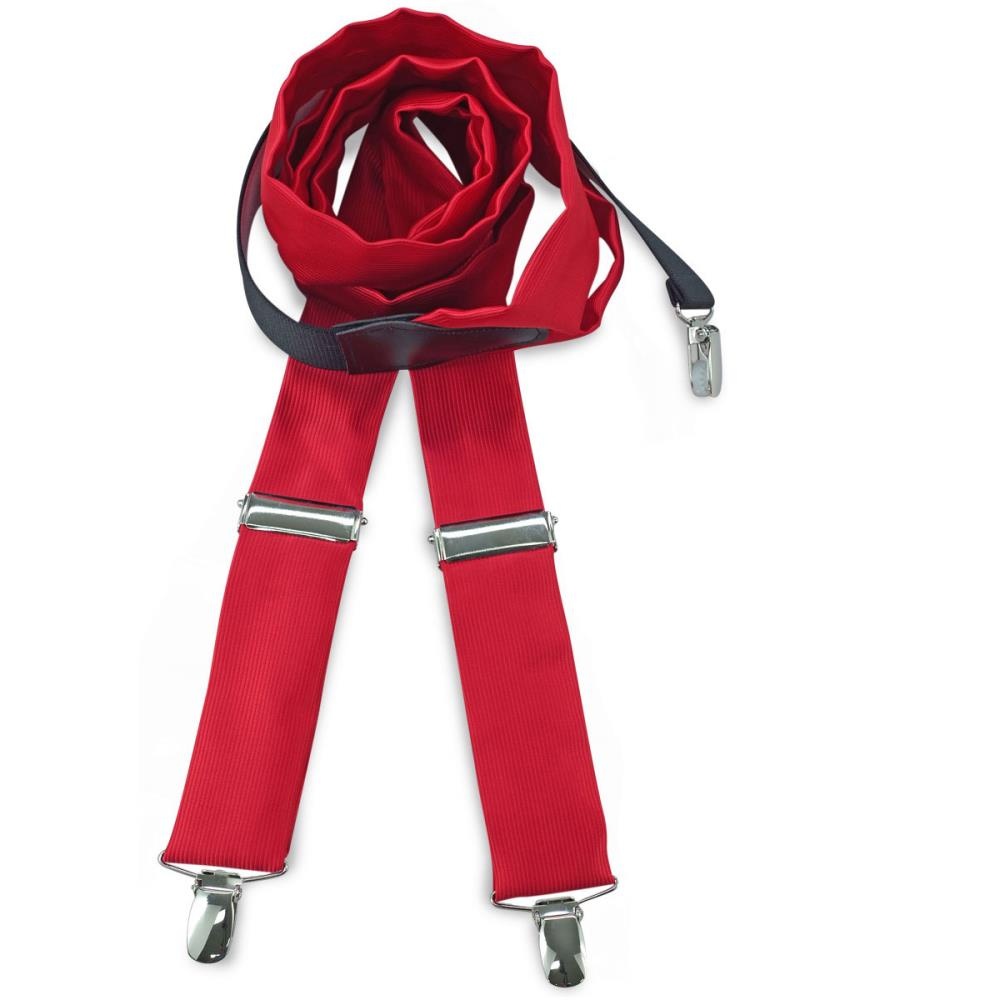 Hosenträger Polyester Stoff rot repp - 1