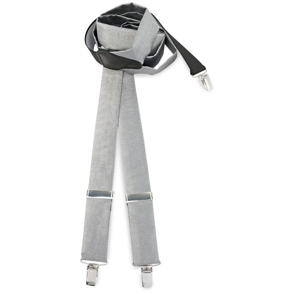 Hosenträger Stoff silber lurex - 1