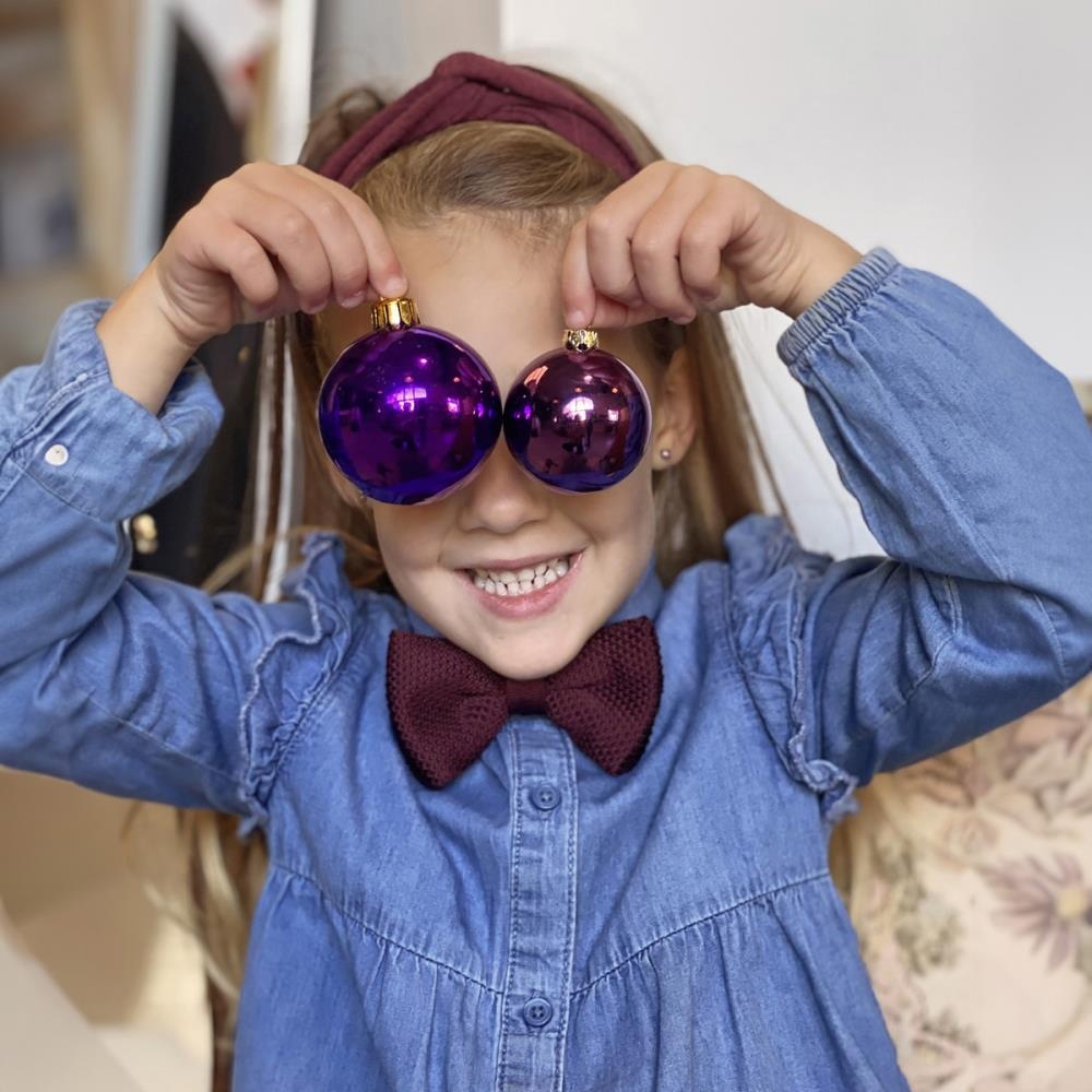 Kids Strickfliege Aubergine - 1