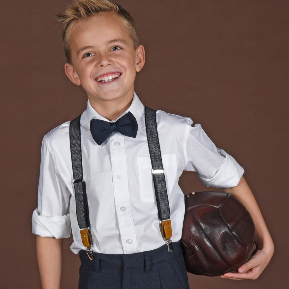 Kids Strickfliege Dunkelblau - 1