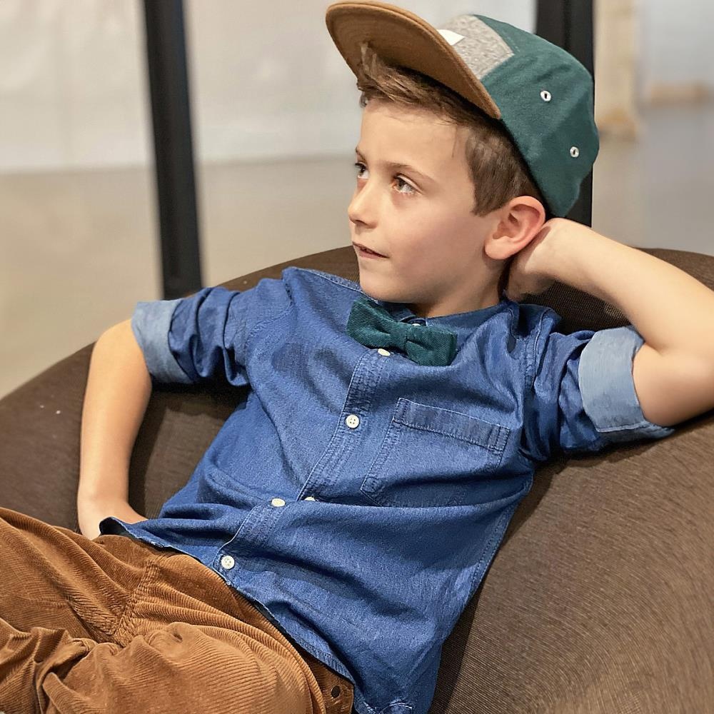 Kinderfliege Corduroy Smaragdgrün - 1