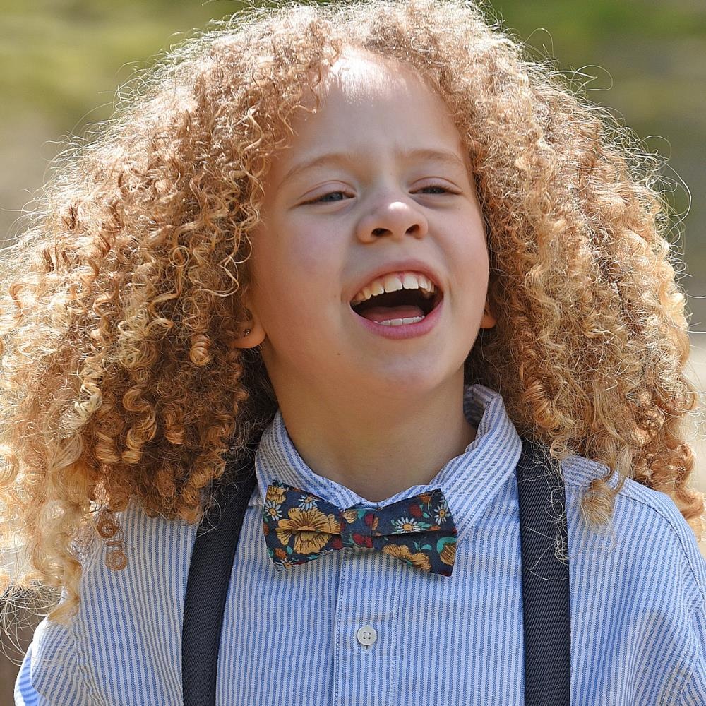 Kinderfliege Vintage Flower blau - 1