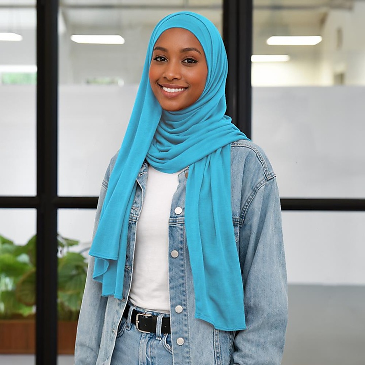 Kopftuch Polyester-Jersey uni Cyan