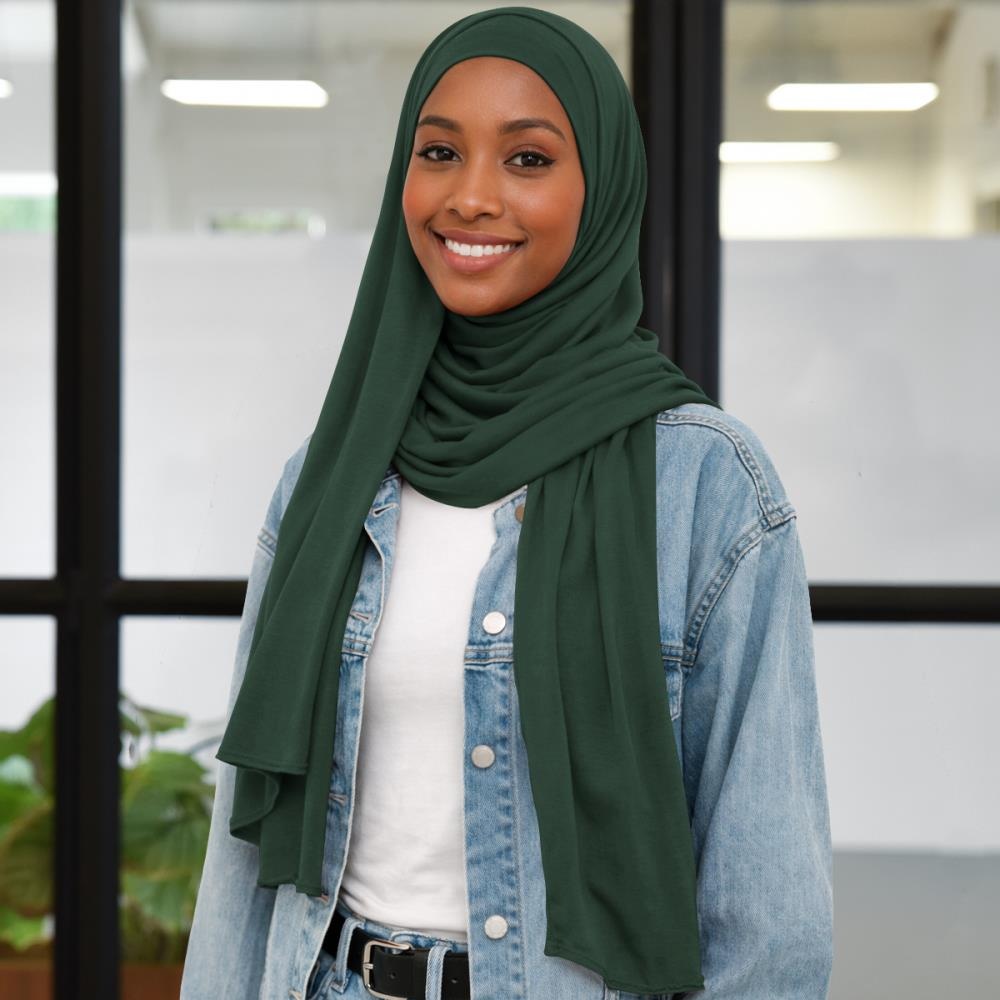 Kopftuch Polyester-Jersey uni dunkelgrün - 1