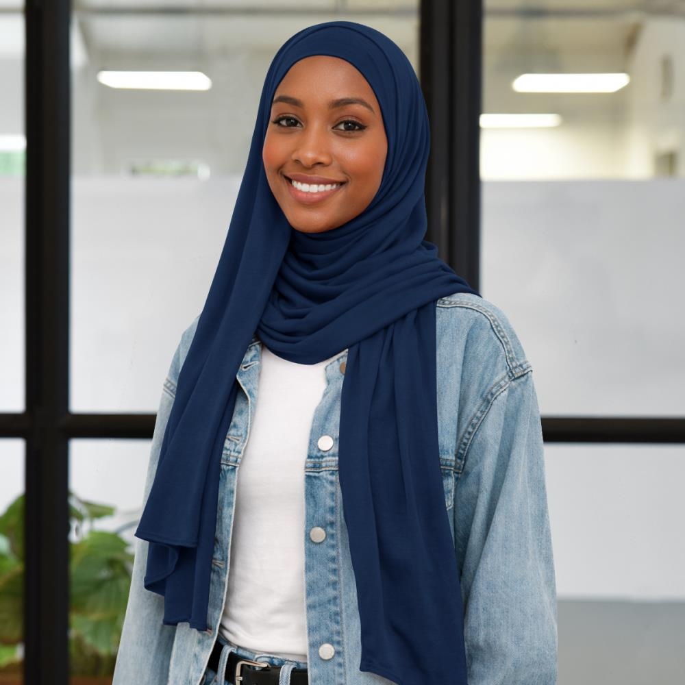 Kopftuch Polyester-Jersey uni marineblau - 2