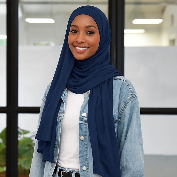 Kopftuch Polyester-Jersey uni marineblau