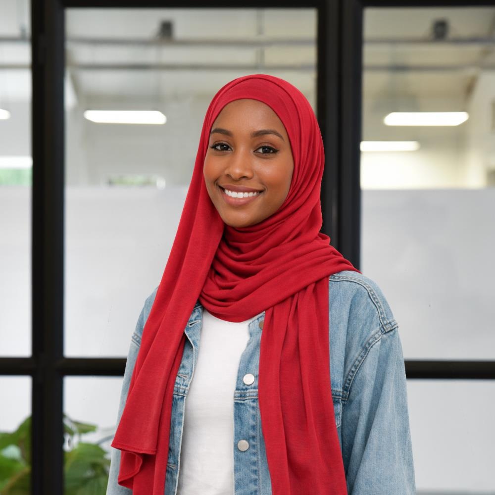 Kopftuch Polyester-Jersey uni rot - 2