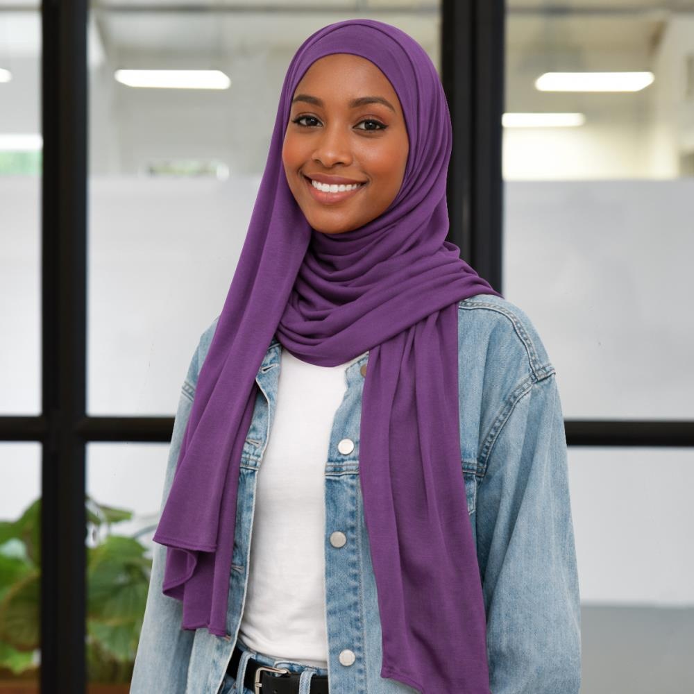 Kopftuch Polyester-Jersey uni Violett - 1