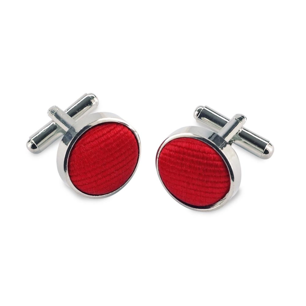Manschettenknöpfe Seide rot repp - 1