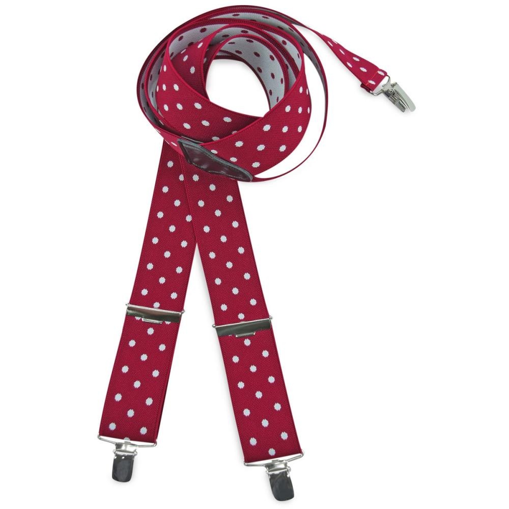 Rote Hosenträger mit weißen Polka Dots - 1