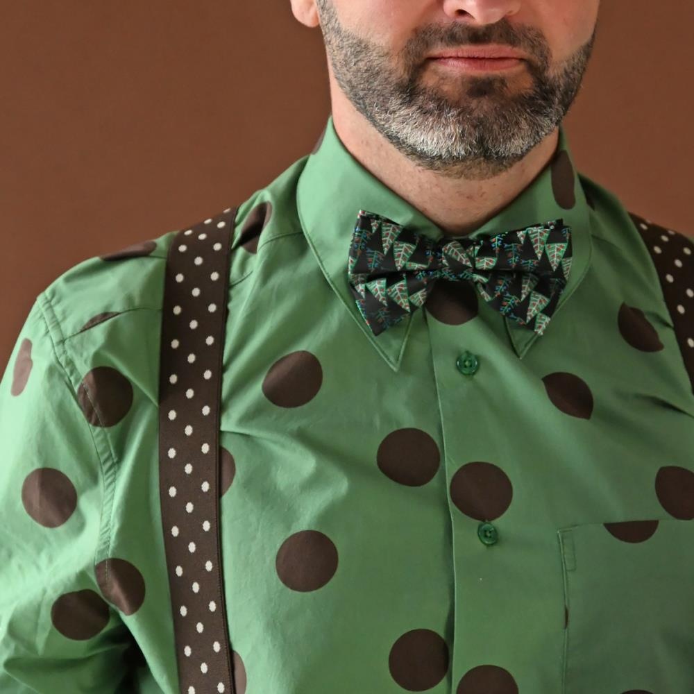 Schwarze Hosenträger mit weißen Polka Dots - 1