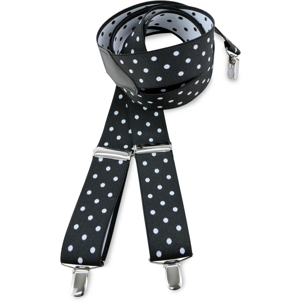 Schwarze Hosenträger mit weißen Polka Dots - 2