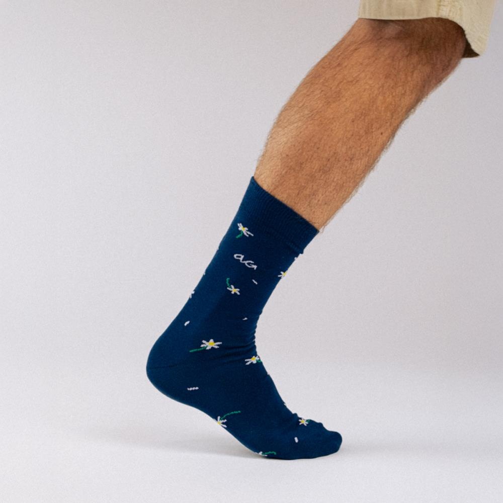 socks Daisies navy - 2