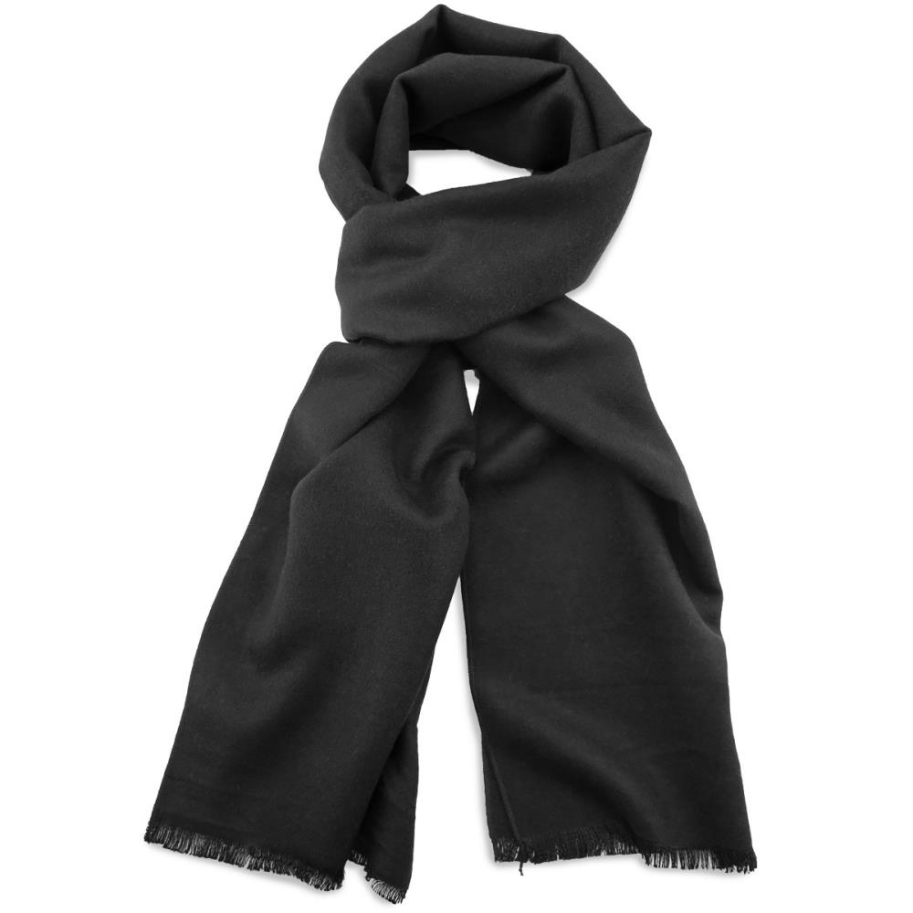 Unisex Schal einfarbig Viskose schwarz länglich - 1